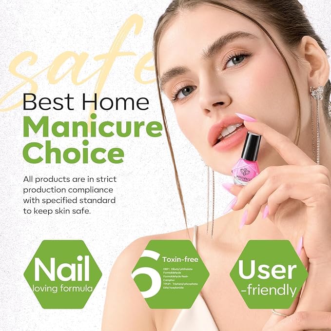 modelones Green Nail Polish, Spring Summer Easter Yellow White 6 Colors Quick Dry Nail Polish Set Mini Finger Long Lasting Fast Drying Manicure DIY Nail Art Home Salon Gift For Women Girls