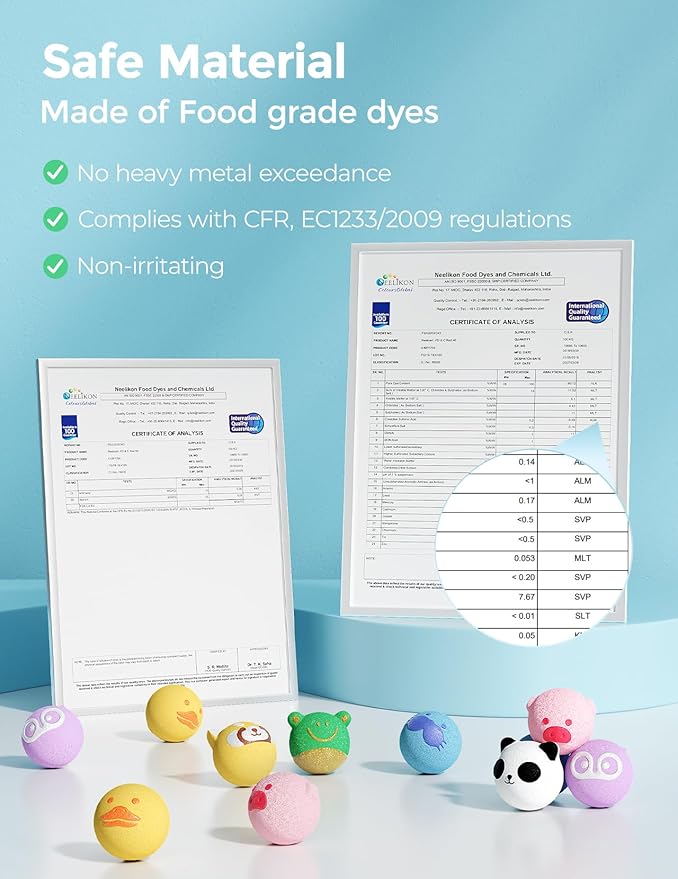 Momcozy Natural&Organic Essential Oil Bath Bombs,14 Pcs Bubble Bath Fizzy Balls with 7 Cute Animal Shapes,Bath Bombs Gift Set for Kids Girls Boys Toddler, Ideal Gift for Easter Egg, Bath Bomb Kit