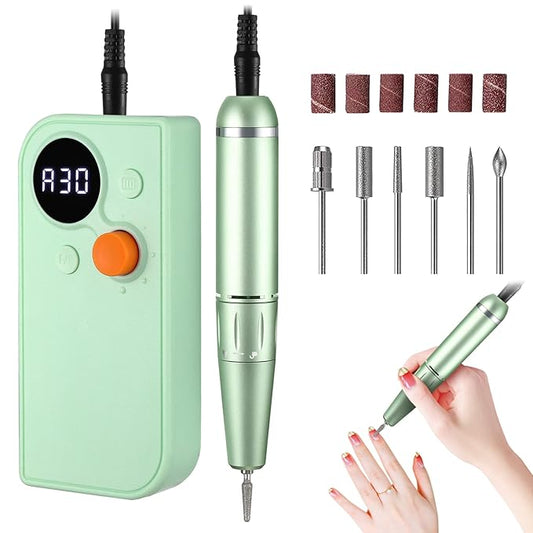 Professional Portable Nail Drill Kit Rechargeable Nail Machine Electric Cordless E-File Nail Drill Set with 7 Nail Bits, Manicure Pedicure Tool