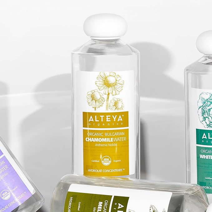 Alteya Organics Chamomile Water USDA Certified Organic Facial Toner, 17 Fl Oz/500mL Pure Bulgarian Anthemis Nobilis (Chamomile) Flower Water, Award-Winning Moisturizer BPA-Free Bottle with Reducer