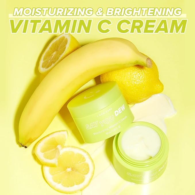 I DEW CARE Say You Dew Brightening Vitamin C Cream with Niacinamide + Glow Easy Vitamin C Tinted Lip Oil Gloss with Jojoba Seed Oil Bundle