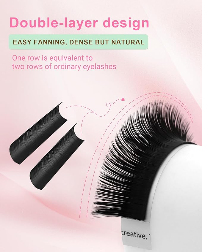 NAGARAKU Easy Fan Eyelash Extensions Volume Lash 0.05 D curl 9mm Rapid Blooming Faux Mink Cluster For Beginners Soft Professional Lash Supplies