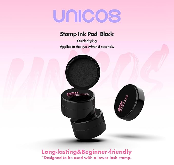 Unicos Lower Eyelash Stamp Ink Pad, Long-Wear Gel Eyeliner, Waterproof & Smudge-Proof, Long-Lasting, Natural Look, Easy to Use, Black, (Pack of 1)