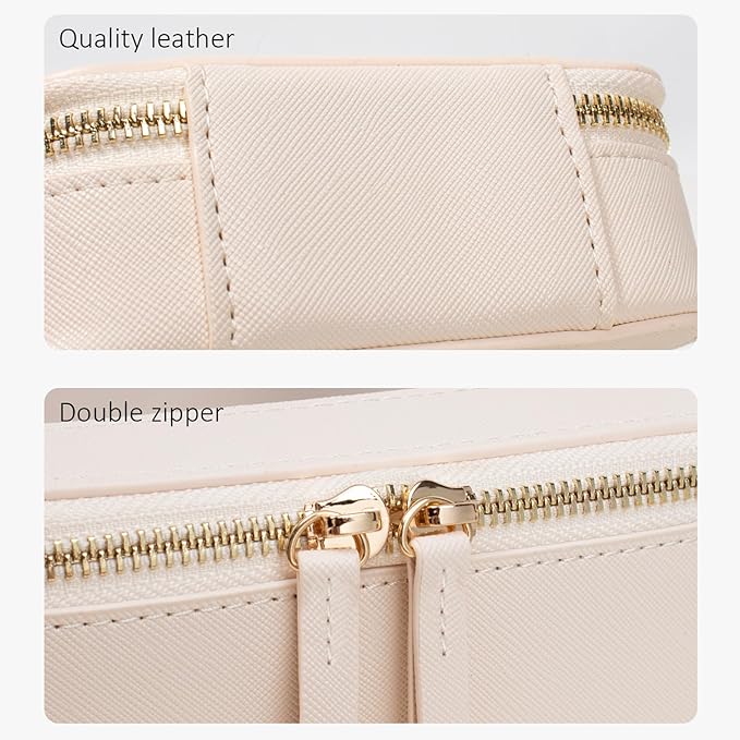 Clear Makeup Bags TSA Approved Toiletry Bag Handle Large Opening,Clear Toiletry Bags for Carry-on Traveling Travel Car Accessories Essentials Organziation Storage for Women Girls(Off White, Middle)