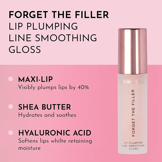 Forget the Filler Plump + Pout Duo - Lip Plumping Line Smoothing Gloss + Tinted Balm - Premium Volumizing Lip Gloss with Natural Ingredients Designed to Plump, Firm, and Hydrate Lips 0.21 oz