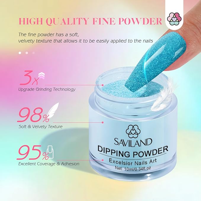 SAVILAND Dip Powder Nail Kit Starter: 29 PCS Rainbow Gel Powder Acrylic Dip Nails Powder Starter Kit Dip Nail Liquid Base Top Coat Activator Brush Saver Nail Beginners Salon Perfect Gift Set