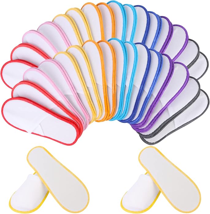32 Pairs Disposable Slippers Non-Slip Closed Top Unisex Spa Slippers for Hotel Travel Home Guest Massage Supplies, 2 Sizes