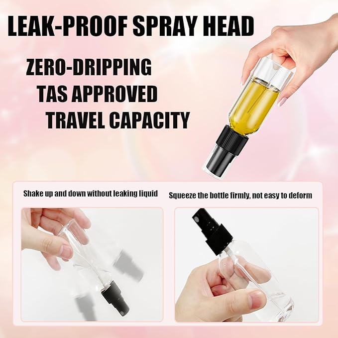 100Pack 2oz Spray Bottles Small, 60ml Travel Spray Bottle Black Fine Mist Sprayer, Empty Refillable Containers Portable Cosmetic Bulk Plastic Spray Bottles for Plants, Cleaning, Misting & Skin Care