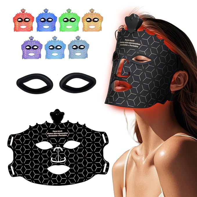 Red Light Mask for Face Women - 7 Colors Red Light Face Mask, Face Mask Skincare at Home, Cordless Device, Skin Treatment Mask Suitable for Women