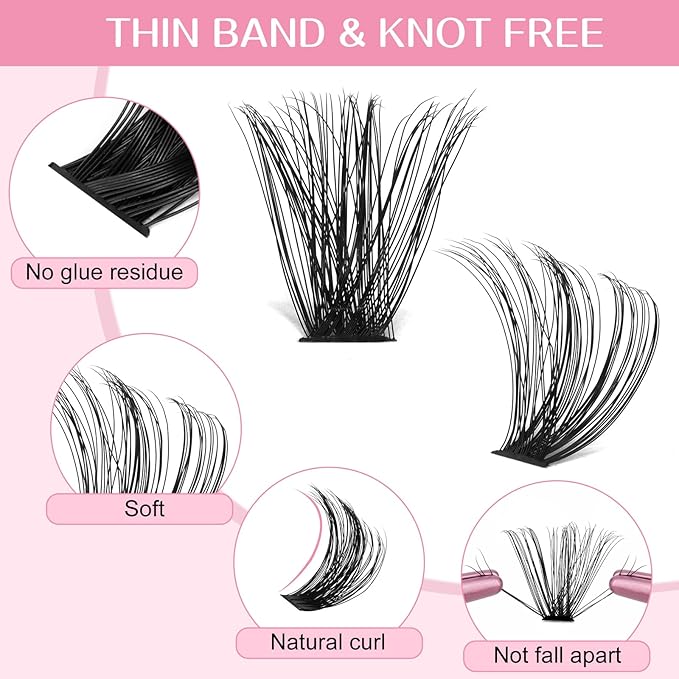 280 Pcs Individual Lashes 60D+80D Mixed 0.05 Lash Clusters 14 Rows that Look Like Eyelash Extensions DIY Lash Extension Self Application At Home (60+80-D-9-16mix)