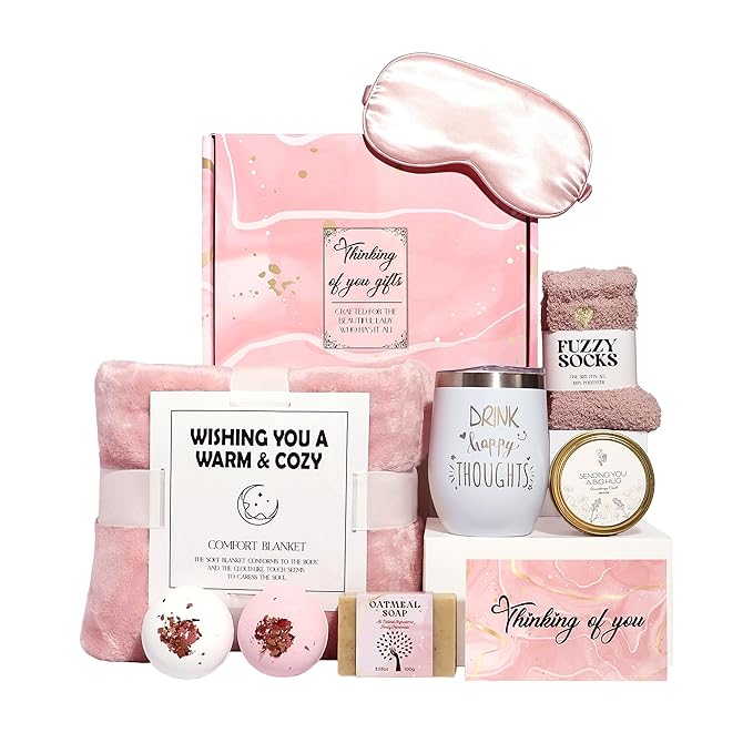 GRANNY SAYS Birthday Gift for Mom, Spa Gifts Set, Self Care Gifts with Luxury Flannel Blanket, Gift Baskets for Women, Get Well Gifts After Surgery for Mother, Friends, Wife, Sister