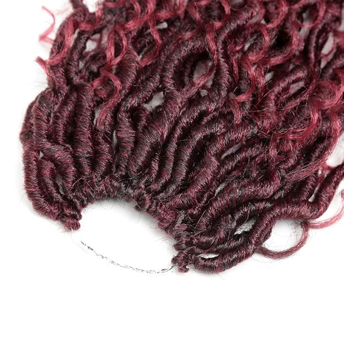 Aipin Goddess Locs Crochet Hair 14 Inch Boho River Locs Hippie Locs Wavy Crochet With Curly Hair In Middle And Ends Braids Hair Extensions (7Packs,14 inch, TBUG)