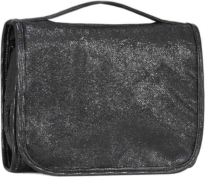 Travel Toiletry Bag for Women,Hanging Travel Toiletry Bag with Jewelry Organizer Compartment,Makeup Bag, Waterproof and Dirt Resistant, Travel Essentials, Medium,Bright Black
