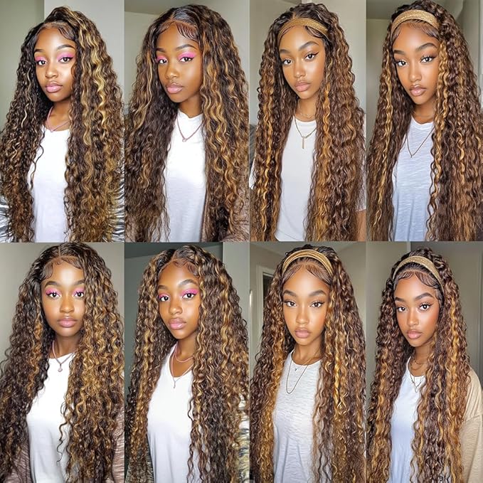 Highlight Deep Curly Bundles P1B/27 Curly Hair Black and Honey Blonde Bundles Double Weft Weave Extensions Brazilian Human Hair Soft and Silky for Black Women 24 26 28 Inch