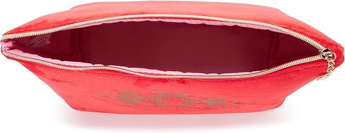Juicy Couture Women's Cosmetics Bag - Travel Makeup and Toiletries Top Zip Wedge Pouch, Size One Size, Red