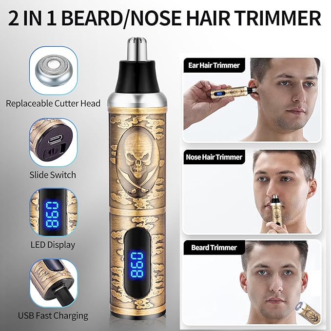 Roziapro Professional Hair Clippers for Men, Hair Trimmer for Men Haircut Cordless Hair Clippers Set with Rechargeable Nose Hair Trimmer, Gifts for Men (Gold)