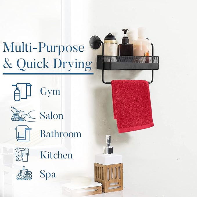 DAN RIVER 100% Cotton Washcloths 24 Pack Premium Quality Face and Body Cloth, Quick Dry Essential Towels for Bathroom, Hand, Kitchen & Cleaning, Baby Washcloths | 12X12 in | 400 GSM | Red