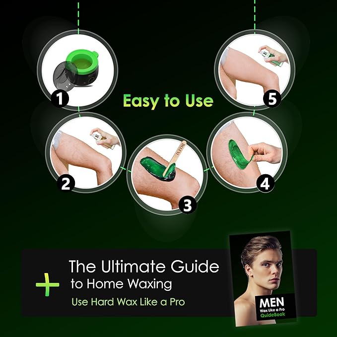 All-in-One Waxing Kit for Men – Complete Hard Wax Kit for Hair Removal, Body & Face, Home Waxing Warmer for Brazilian & Bikini, Includes Wax Pot, Wax Machine & Accessories