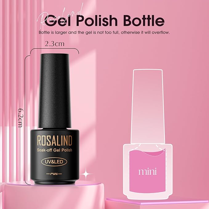 ROSALIND 65PCS Gel Nail Polish Set, 60 Colors Glitter Red Gel Polish with 5 Bottles of Base and Glossy Matte Top Coat Soak off Nail Set Suitable for All Seasons