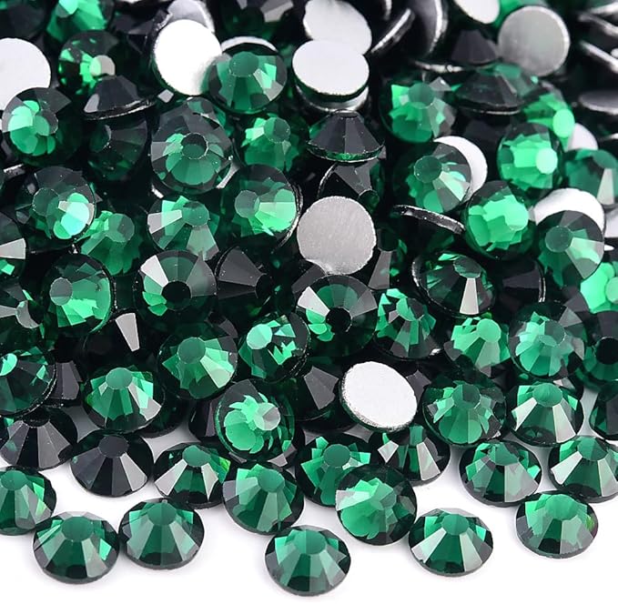 Blinginbox Flatback Rhinestones Bulk,14400pcs Crystal Round Loose Gemstones Glass Rhinestones for Crafts Makeup Nail Art Clothes Shoes DIY Decorations(SS16,3.8-4.0mm,Emerald)