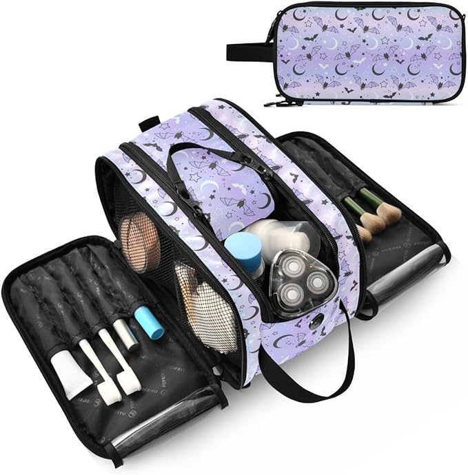 MNSRUU Starry Sky Makeup Bag - Large Capacity Travel Toiletry Bag with Cosmetic Organizer