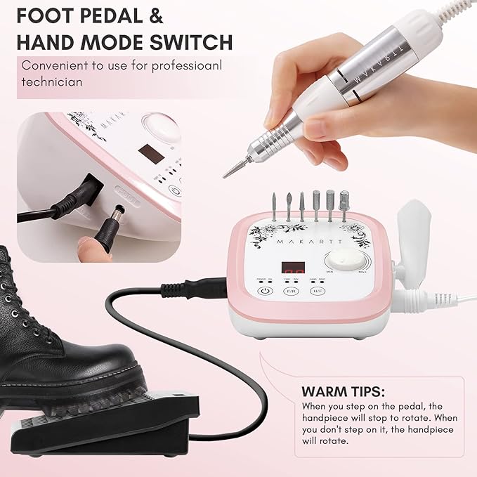 Makartt Nail Drill Professional 35000RPM Electric Nail File Machine, Genesie Nail Efile with LCD Screen, Drill Bit Set for Acrylic Gel Nails Removing, Shaping, Polishing, Nail Tech Salon Home DIY Use
