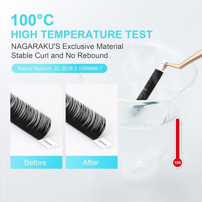 NAGARAKU Double Tips Ellipse Eyelash Extensions Lighter Thinner Flat Split Tips Individual Lash 0.15mm D curl 13mm Matte Black Faux Mink Classic False Lash Supplies 16 Rows