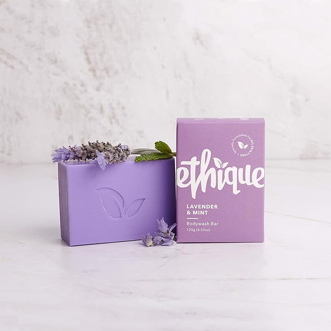 Ethique Refreshing Lavender & Peppermint Soap Bar - Body Wash for All Skin Types - Plastic-Free, Vegan, Cruelty-Free, Eco-Friendly, 4.23 oz (Pack of 2)