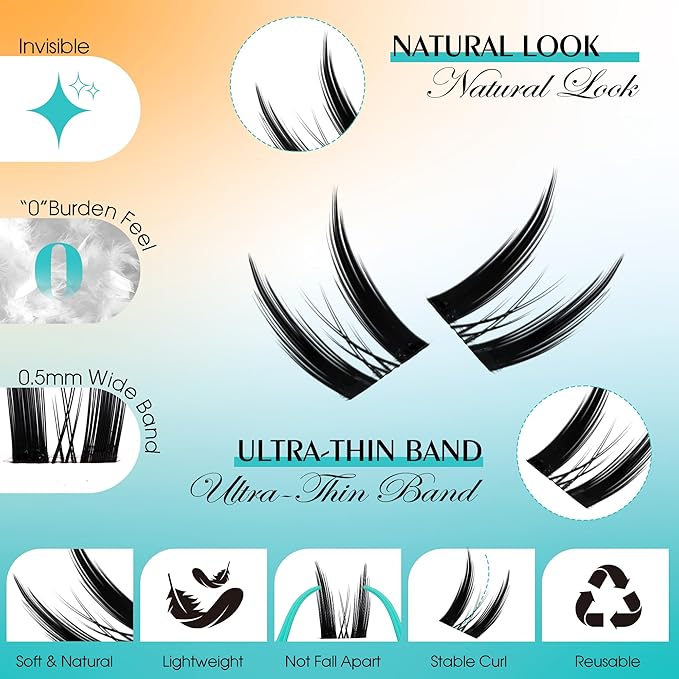 GEMERRY Lash Clusters with Bottom Lashes Fluffy Lash Extension Clusters 11-14mm Cluster Lashes Wispy Cluster Eyelash Extensions with 5-6mm Bottom Eyelashes DIY Eyelash Clusters for Self Use