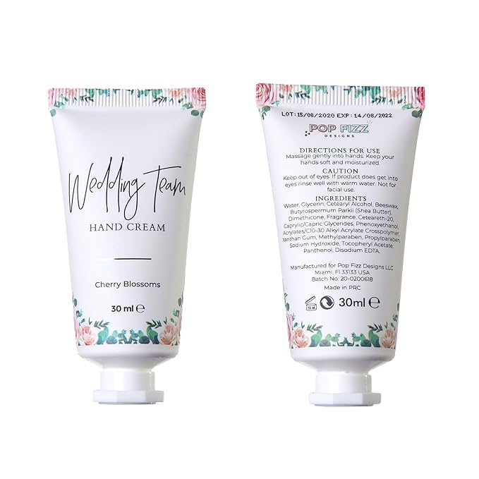 Pop Fizz Designs Bridesmaid Gifts- Wedding Team Hand Cream (6 pack)