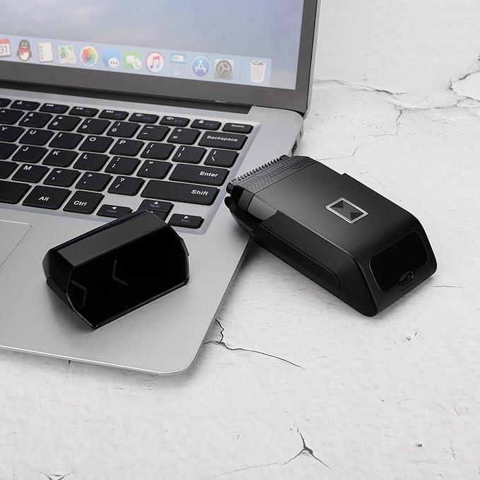 Karrte Compact Face Shaver for Man, Portable Men’s Travel Facial Hair Groomer, USB-C Rechargeable Electric Razor, IPX7 Waterproof Men's Shaver, Electric Razor for Men with Double Foil Meshes