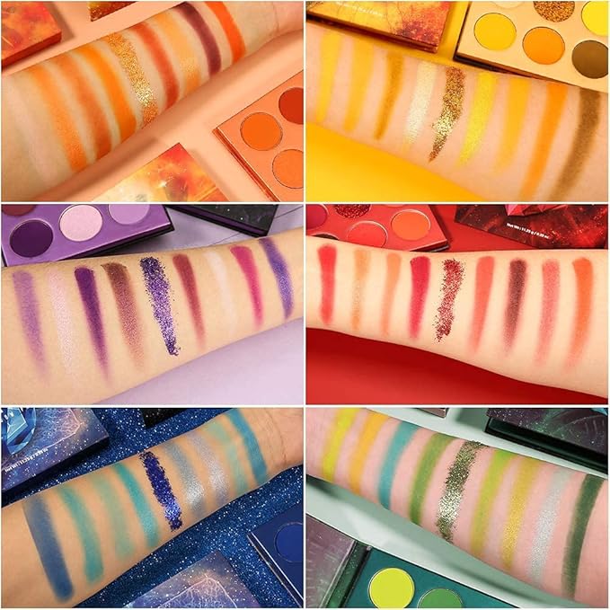 docolor 54Colors Gemstone Eeyshadow Palette +10Piece Neon Green Makeup Brushes Set Ultra Pigmented Matte Shimmer Metallic Natural Blendable Cream Powder Long Lasting Waterproof Make Up Eye Shadow