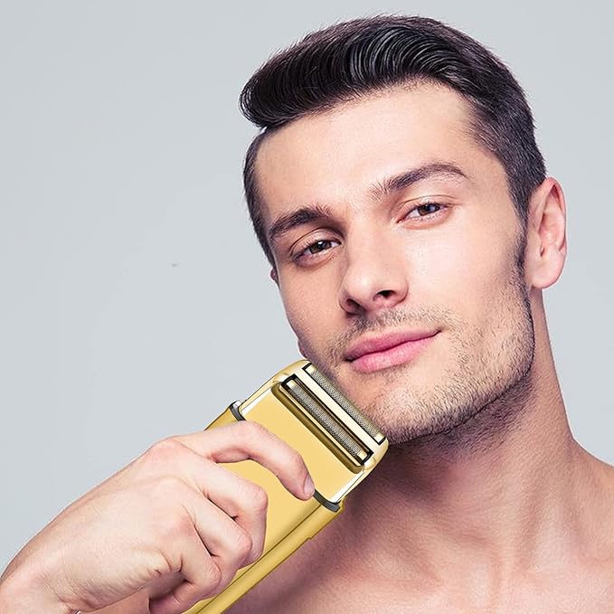 Replacement Foil and Cutter Head Compatible with Babyliss Foil Shaver, Double Foil Shaver Replacement Head, Replacement Head Compatible with BaBylissPRO Barberology FXFS2 Electric Razors(Gold)