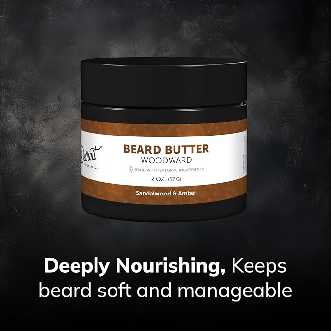 Detroit Grooming Co. Beard Butter for Men | Softens, Thickens & Hydrates with Safflower Oil & Shea Butter | Woodward Scent, 2oz