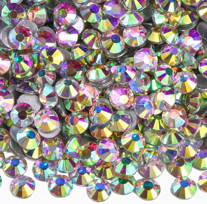 Blinginbox Flatback Rhinestones Bulk,14400pcs Crystal Round Loose Gemstones Glass Rhinestones for Crafts Makeup Nail Art Clothes Shoes DIY Decorations(SS20,4.6-4.8mm,Crystal AB)