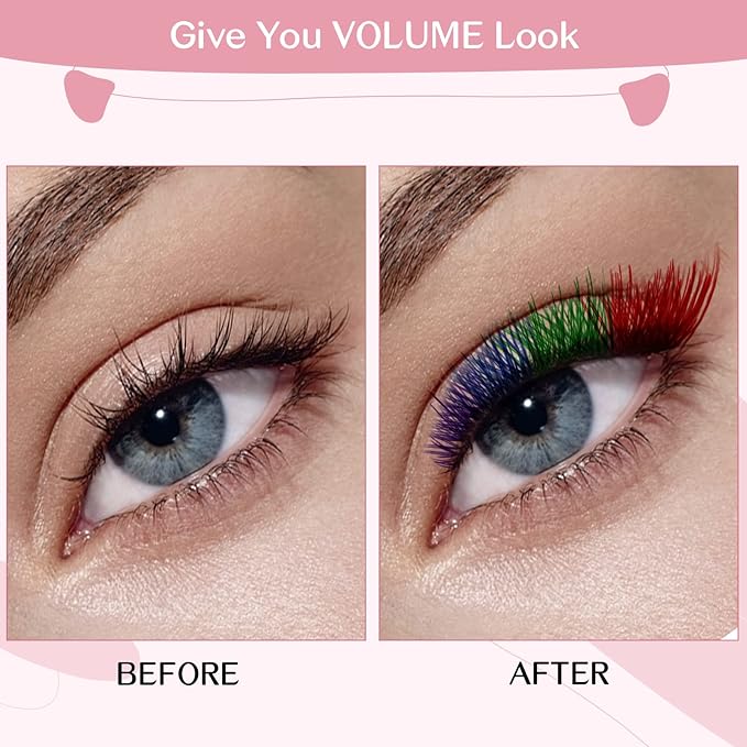 Colored Lash Clusters 5 Colors Mixed Cluster Lashes Colored Individual Eyelashes Cluster 14mm Blue+Purple+Brown+Green+Red DIY Lash Extension Volume Wispy Lashes Super Thin Band Reusable Soft & Comfortable(Mix Color,Volume-D-16mm)