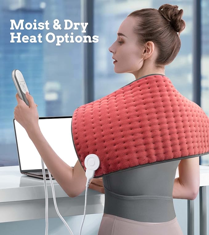 Heating pad for Back, Neck, Shoulder, Cramps and Leg Pain Relief, Heat Pads Christmas Gifts for Women, Men, Mom, Dad, Auto-Off,Machine Washable,Moist Dry Heat Options,Extra Large 12"x24"