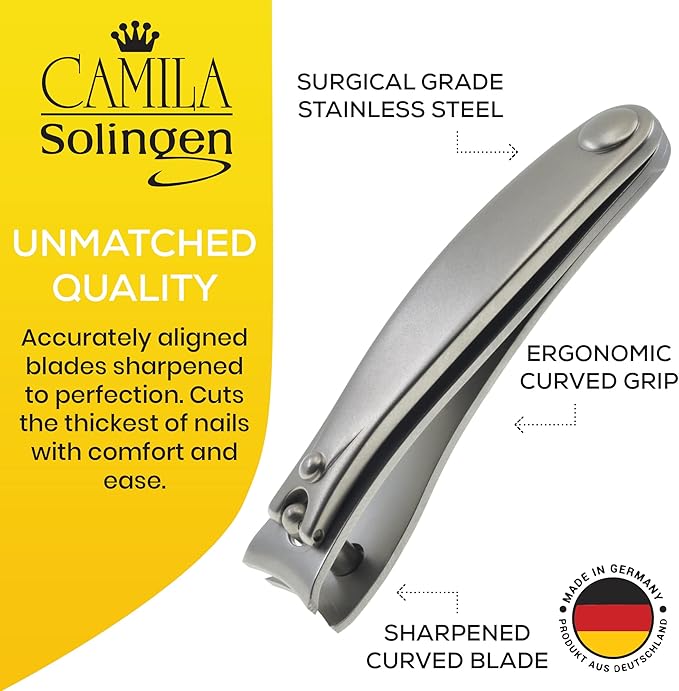 CS14 2.5" Fingernail Clipper and Toenail Clipper for Manicure and Pedicure - Professional Nail Clippers with Precision Super Sharp Blades - German Stainless Steel Cuticle Trimmer