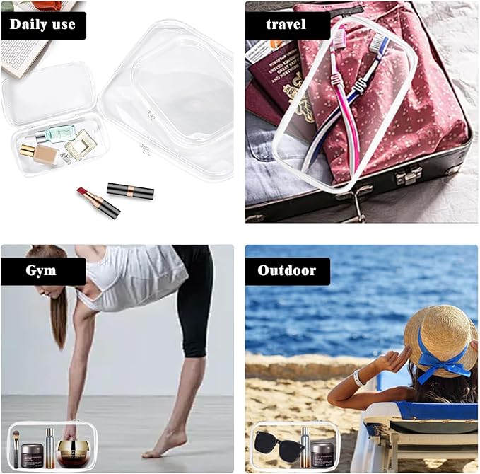 Clear Hard Shell Zipper Case, Zippered Pouch, Plastic Storage Containers for Small Toiletry Items, Toys, Building Blocks, Puzzles, Cosmetics & Stationery (Set of Large, Medium, Small)