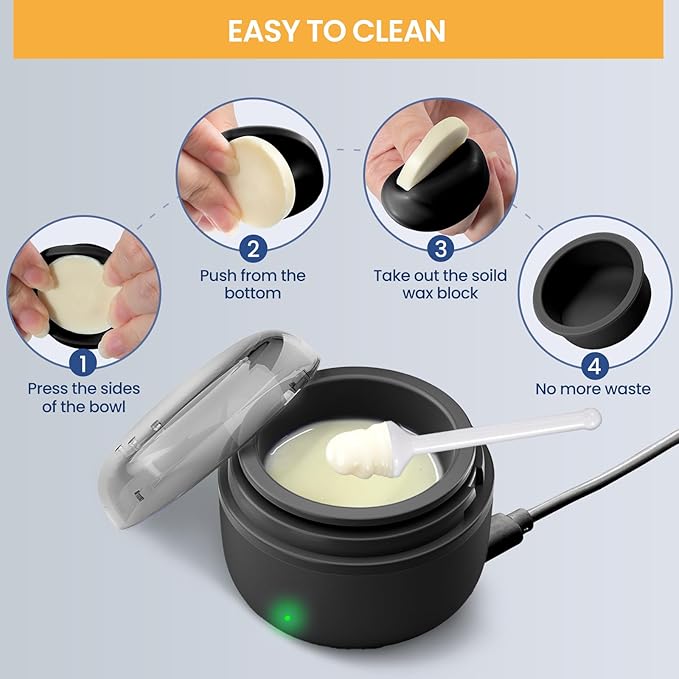 Ear Nose Wax Kit Men, Nose Hair Waxing Kit for Men, Ear Hair Removal Wax 100g, 20 Pcs Nose Applicator, 15-20 Times, Usb Rapid Heating, Constant Temperature, Painless, Black