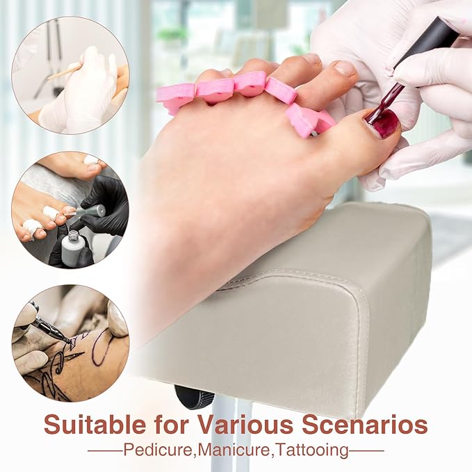 Pedicure Foot Rest,Height Adjustable Pedicure Chair,Non-Slip Pedicure Stool for Massage Office or Home (Light Grey)