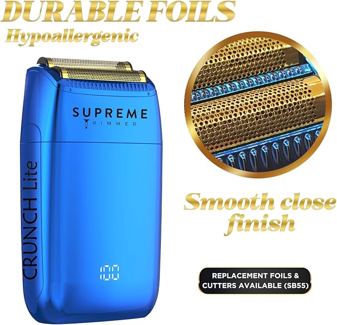 Supreme Trimmer Replacement Foil & Cutter SB55 | Hypoallergenic Foil for Crunch Lite STF600 | Blue