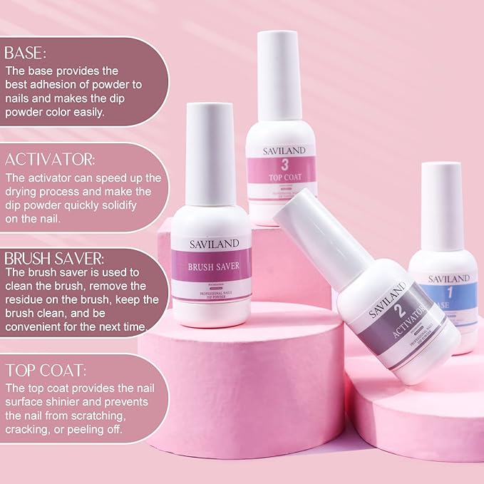 Saviland 29 Pcs Dip Powder Nail Starter Kit, 20 Fall Colors Nude Pink Brown Golden Powder Nail Dipping Liquid Set Recycling Tray with Base Top Coat Activator for French Nail Art Manicure DIY Salon