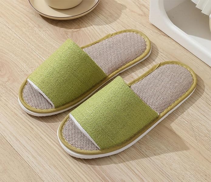 5-6 Pairs Spa Slippers, Non Slip Disposable Slippers for Guest, Washable Foldable Indoor Slippers, Open Toe Linen Spa Slippers for Women Men