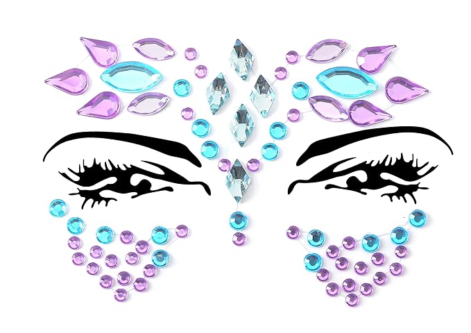 Face Gems Adhesive Glitter Jewel Tattoo Sticker Festival Gems Rave Party Body Make Up (9 PCS Z9ZAKMIXA)