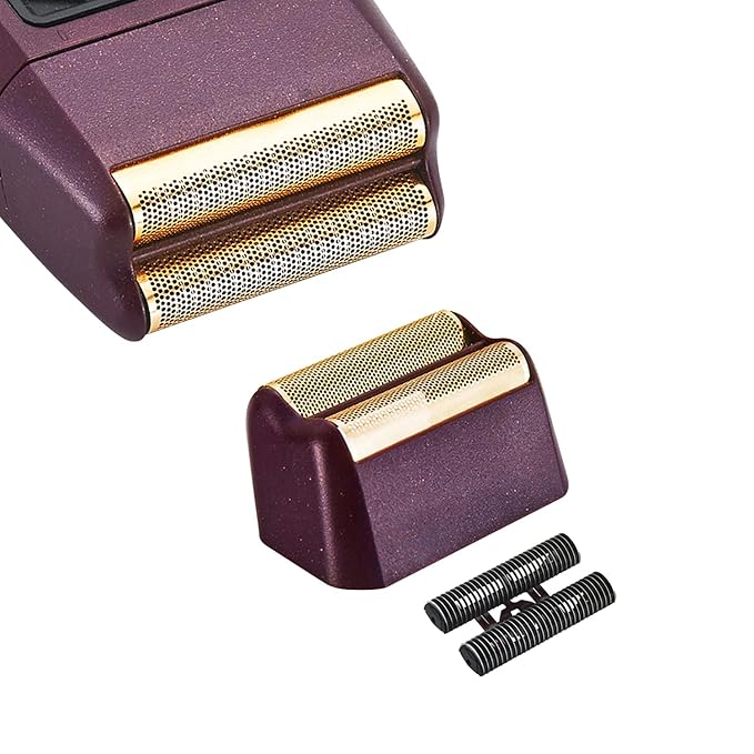 2 pcs Professional 5 Star Series Finale Shaver Shaper Replacement Super Close Gold Foil and Cutter Bar Assembly Compatible with Wahl Shaver Foil Model 7043-100,7031-100(Red)