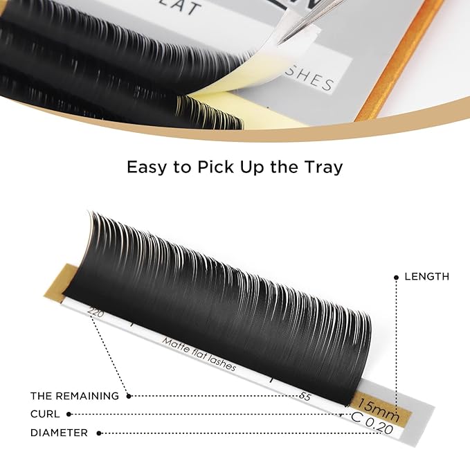 LASHVIEW Eyelash Extensions,Ellipse Flat Eyelash Extensions 0.15mm C Curl 8-15mm Mixed Tray,Mink Black,Individual Lashes,Super Matte Extremely Soft Professional Salon Use