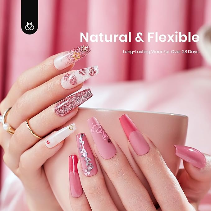 Beetles Gel Nail Kit Easy Nail Extension Set Etch X Nail Tips 500Pcs Pre Filed Half Matte Long Coffin Nail Tips with 5 in 1 Nail Glue Gel Uv Led Nail Lamp Acrylic Nail Tips