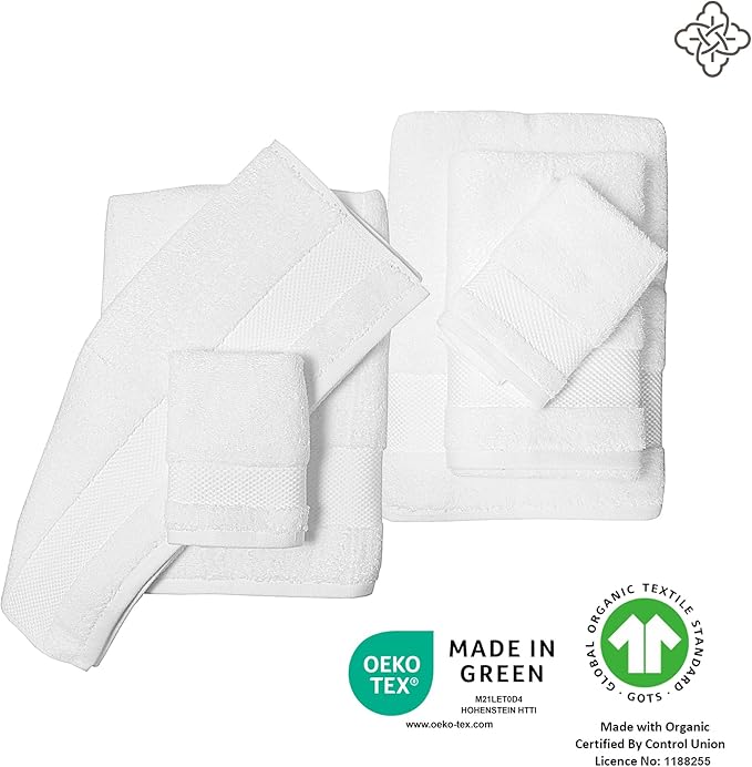 BIOWEAVES 100% Organic Cotton 700 GSM Plush Bath Towels 30" x 58" GOTS Certified - White, Pack of 2