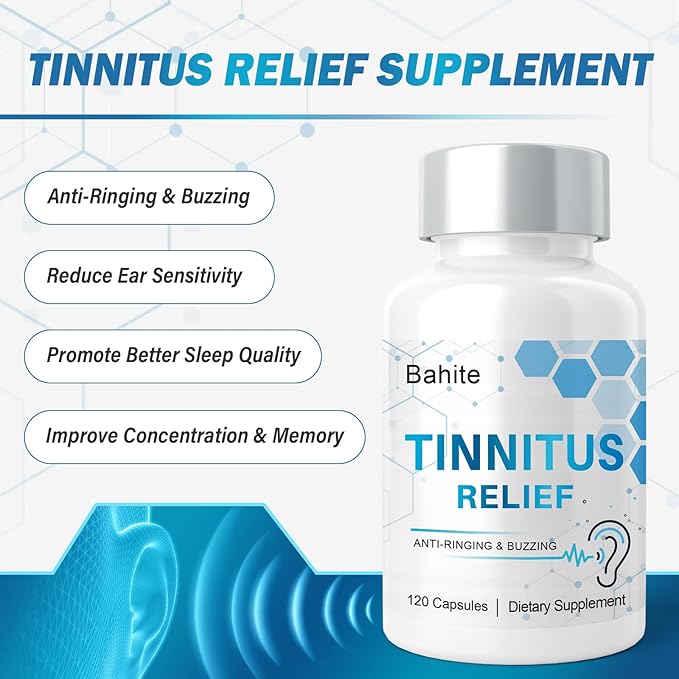 Tinnitus Relief for Ringing Ears, Tinnitus Treatment Supplement for Ear Ringing Relief, Supports Ear Health & Reduces Ringing in Ears, Promotes Peaceful Life & Hearing Comfort, 120 Capsules